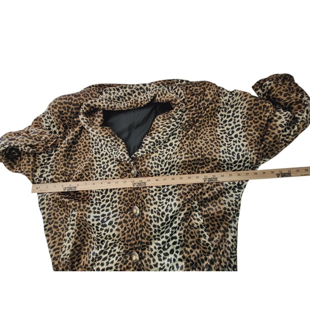Vintage Jade of the East Jacket Leopard Print Pockets Button Light Weight - Picture 4 of 16